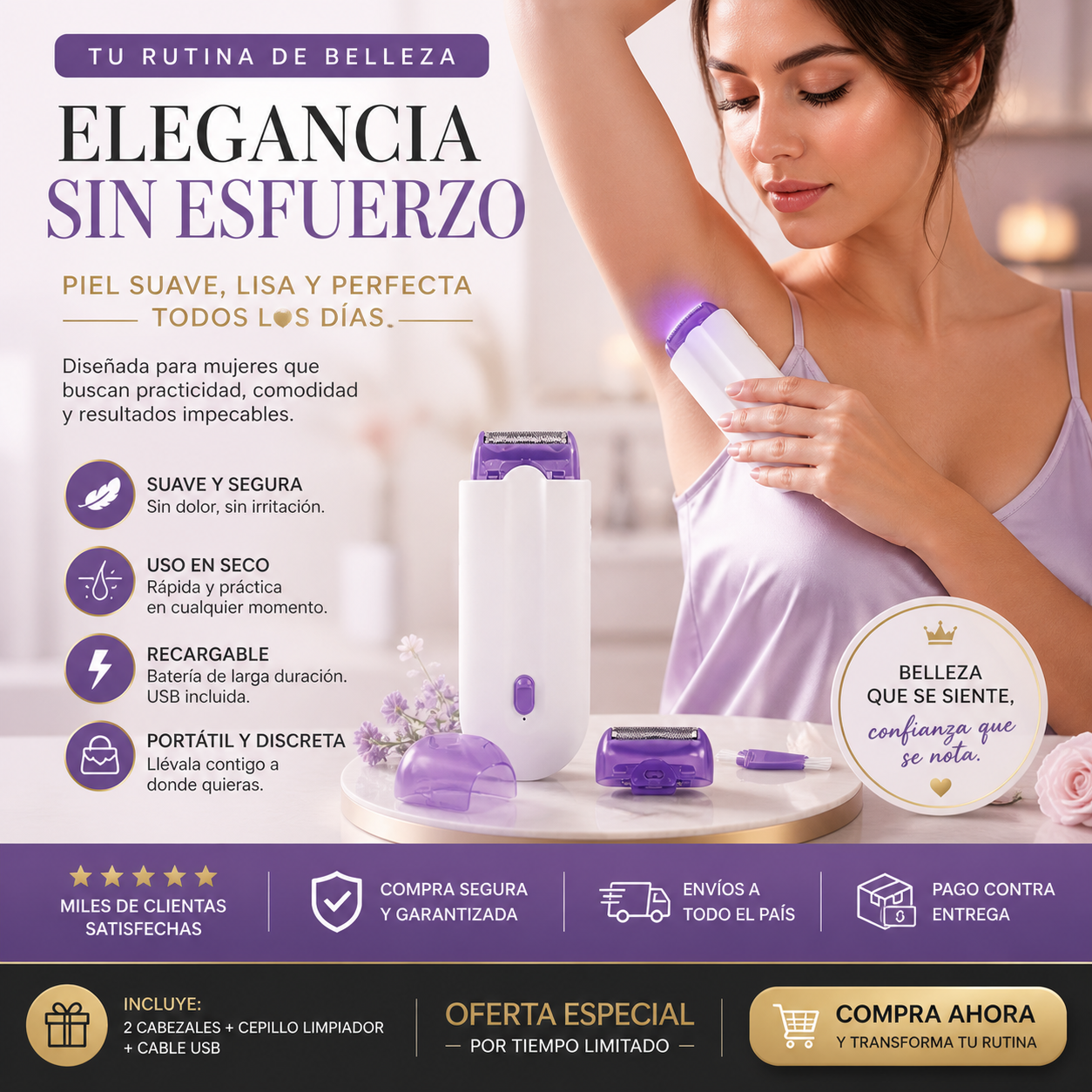 DEPILADORA CORPORAL Y ES RECARGABLE ...PIEL DEFINIDA