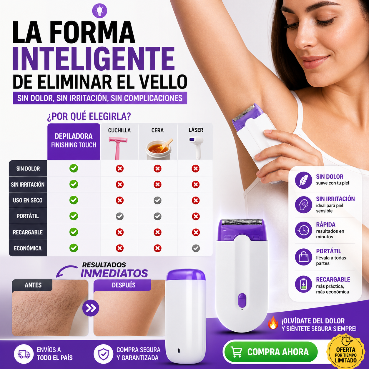 DEPILADORA CORPORAL Y ES RECARGABLE ...PIEL DEFINIDA